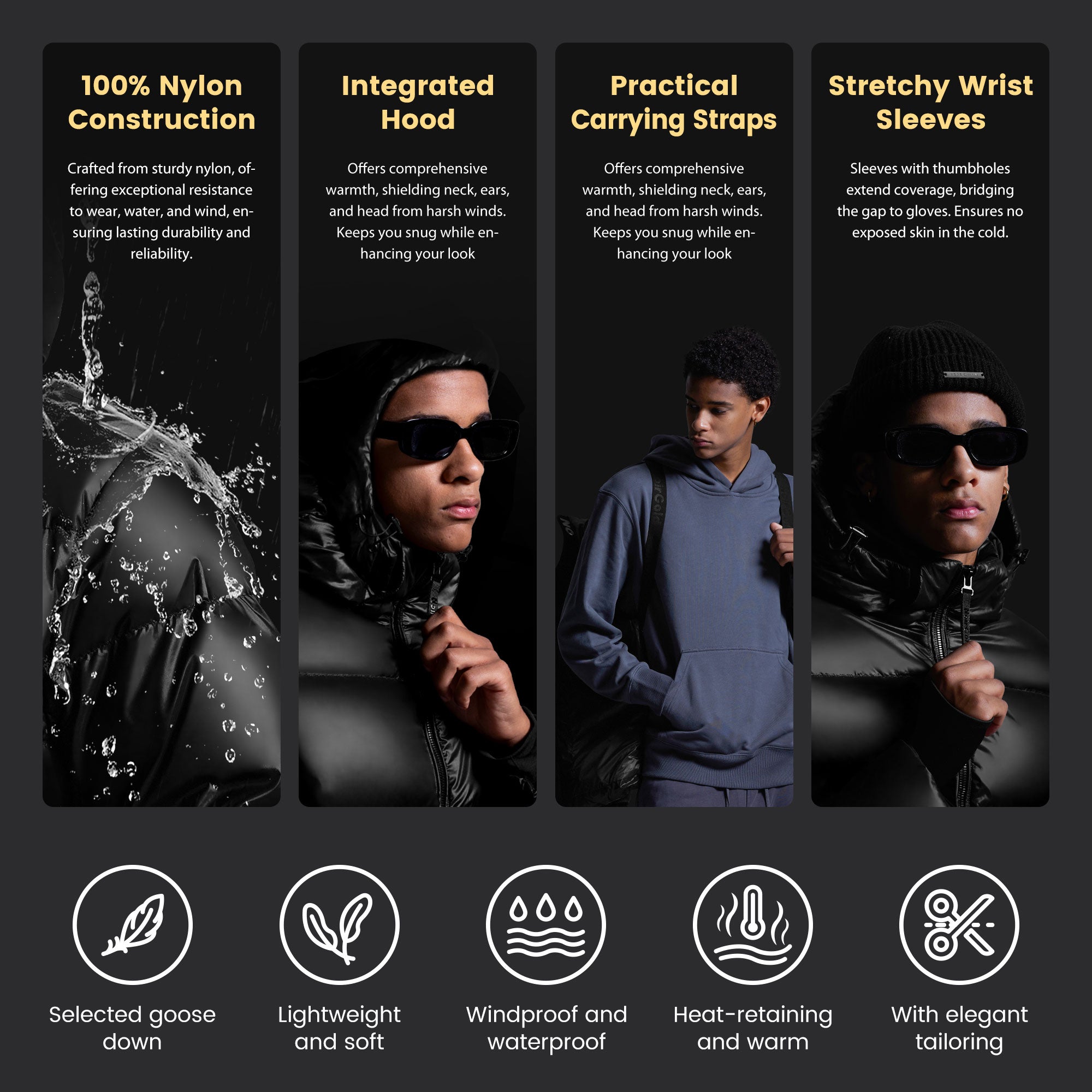 MENS Winter Puffer Jacket with Goose Down - Short | NoirGold