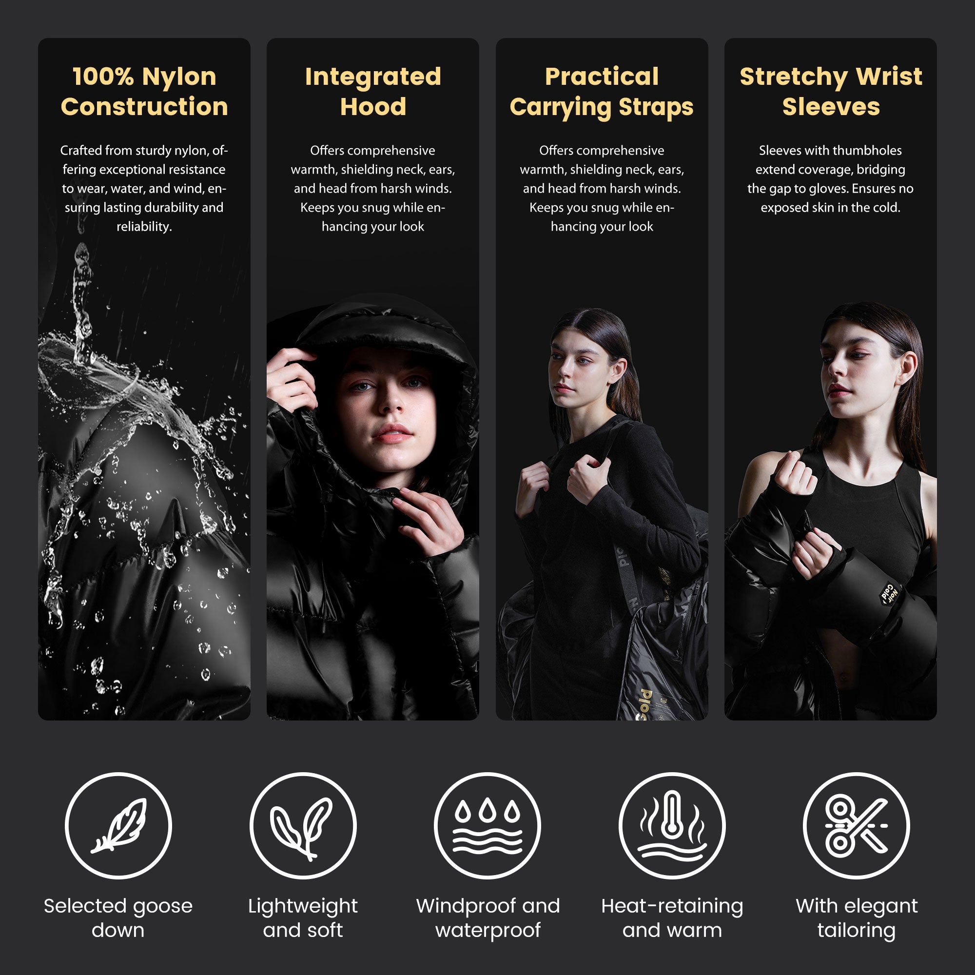 WOMENS Winter Puffer Jacket with Goose Down - Short | NoirGold